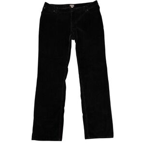 J Jill Women's Slim Straight Leg Stretch Black Corduroy Pants 14 36x31 Capsule